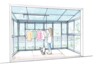 サニージュ|目線の高さで干せます。